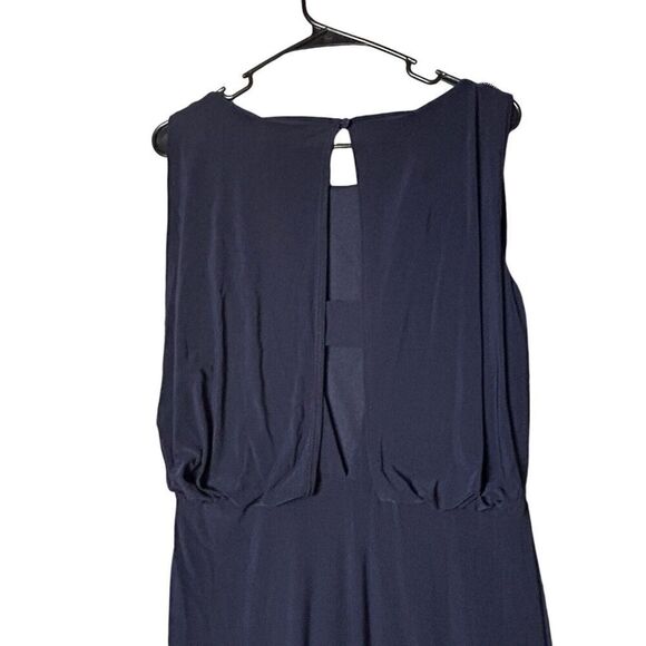 Cache Navy Blue Gown Woman’s Sz 8 Beaded Embellished Chiffon - Picture 11 of 12